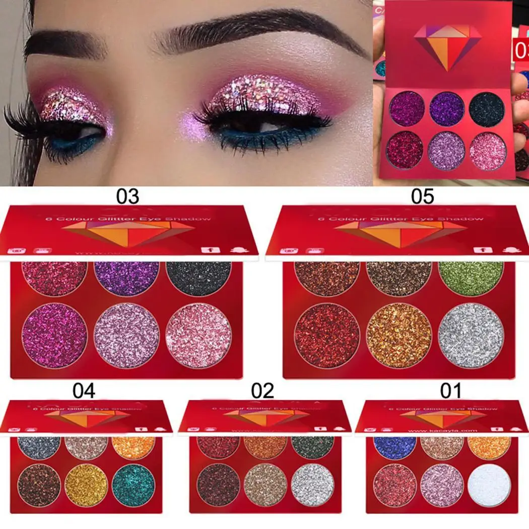 

6 Colors Shining Eyeshadow Pallete Eye Makeup Glitter Multicolor Shiny China Eye Shadow