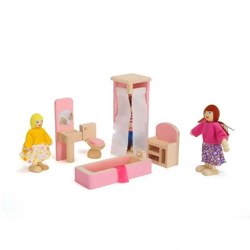 Kids Girls Pretend Pink Wood Dollhouse Kitchen Toy Miniature Chair Table Furniture Accessories For Dolls Toys Children Gift Kids Girls Pretend Pink Wood Dollhouse Kitchen Toy Miniature Chair Table Furniture Accessories For Dolls Toys Children Gift
