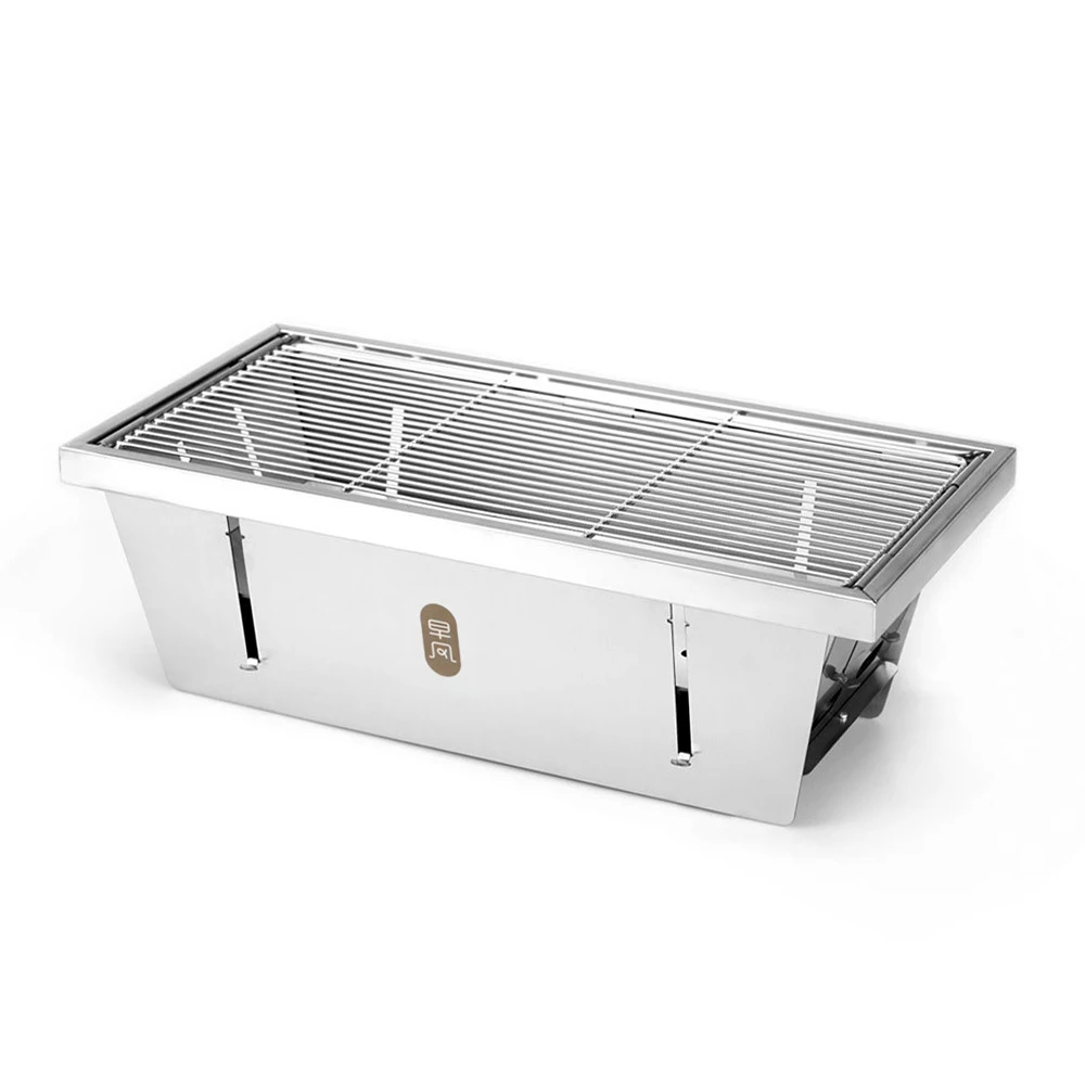 

Outdoor Portable Stainless Steel BBQ Grill Folding Barbecue Oven Stable and Durable Detachable Camping Family Party Grill