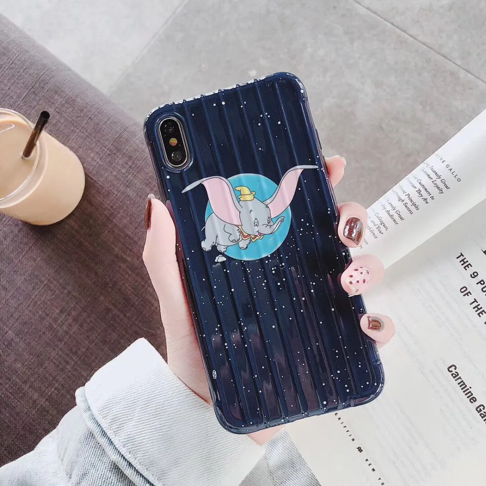 

Maosenguoji Curved surface cute cartoon moon DUMBO Fashion soft Mobile Phone Case for iphone 6 6s 7plus 8 plus X XR XS MAX cover