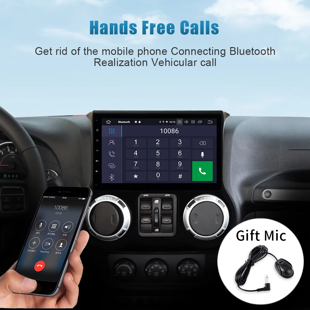 Flash Deal Dasaita 10.2" Multimedia Player Android 9.0 GPS Navi 1 Din Car Radio 1080P Video for Jeep Wrangler 2015 2016 with AUX Bluetooth 4