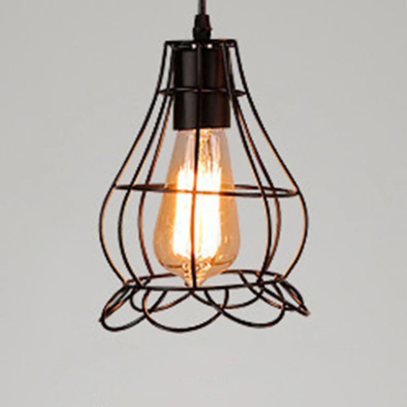 Vintage Retro Iron Lamp Cage Lampshade Pendant Light Lamp shade Table Ceiling Pendant Light Shade Lamp Cover Home Decor