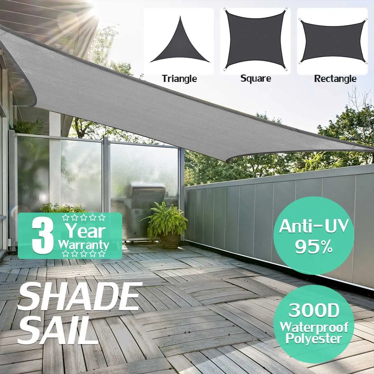 

280GSM High Density Polyethylene Farbic Rectangle 2x3/2x4 Retractable Sun Shade Shelter Outdoor Sun Shelter Sun Shade