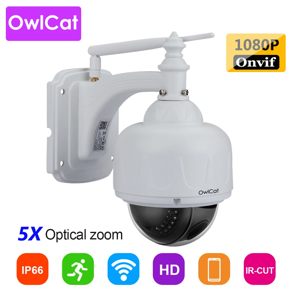 

OwlCat SONY CMOS Wifi Dome IP Camera x5 Optical Zoom Outdoor Waterproof Wireless IR PTZ CCTV HD 2MP 5MP Microphone Memory slot