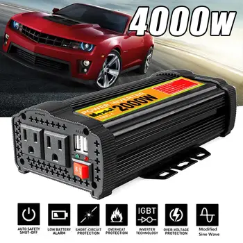 

Inverter 12V 110V 4000W Peaks Auto Modified Sine Wave 2000W Voltage Transformer Power Inverter Converter Car Charge USB