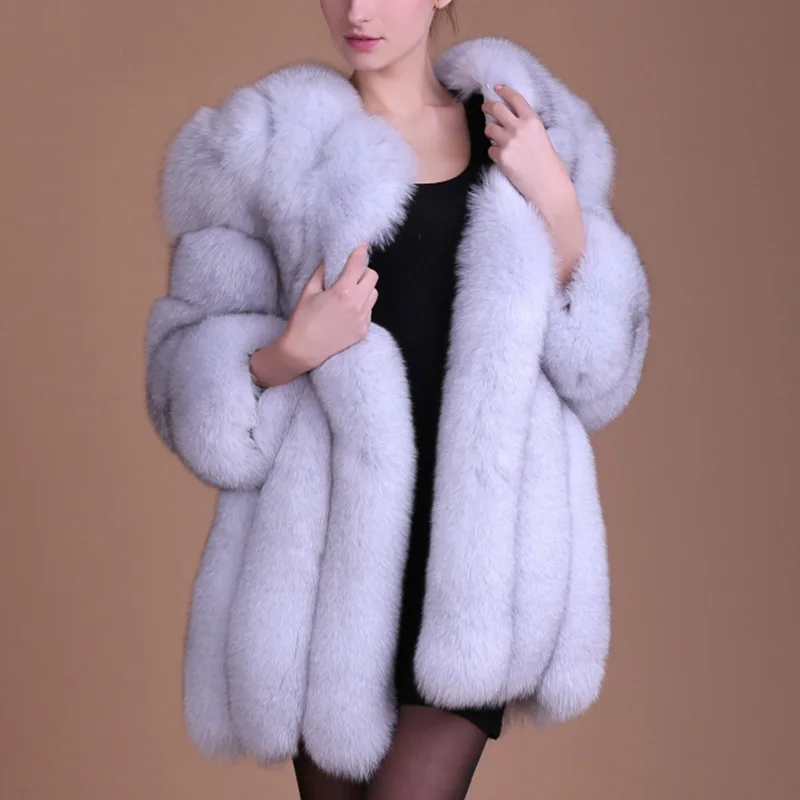 

Women Luxury Faux Fur Coat Winter Solid Fake Fox Fur Jackets Female Thick Long Overcoats For Ladies 2018 New Fake Fur Coats