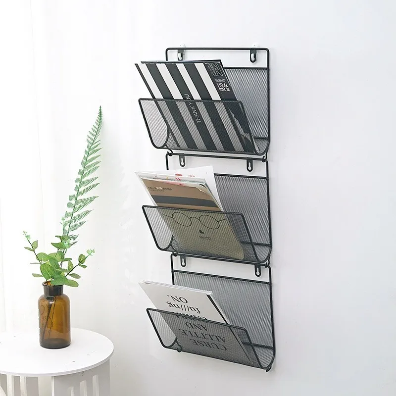 Nordic Style Metal Magazine Rack Wall Mounted Storage Rack Book Shelf