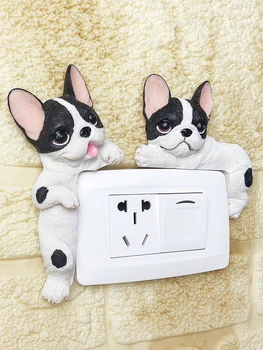 

Creative Animals Dog Switch Stickers Royal Resin Cute Cartoon Switch Wall Stickers 3d Decorative Supplies For Living Room Bedro