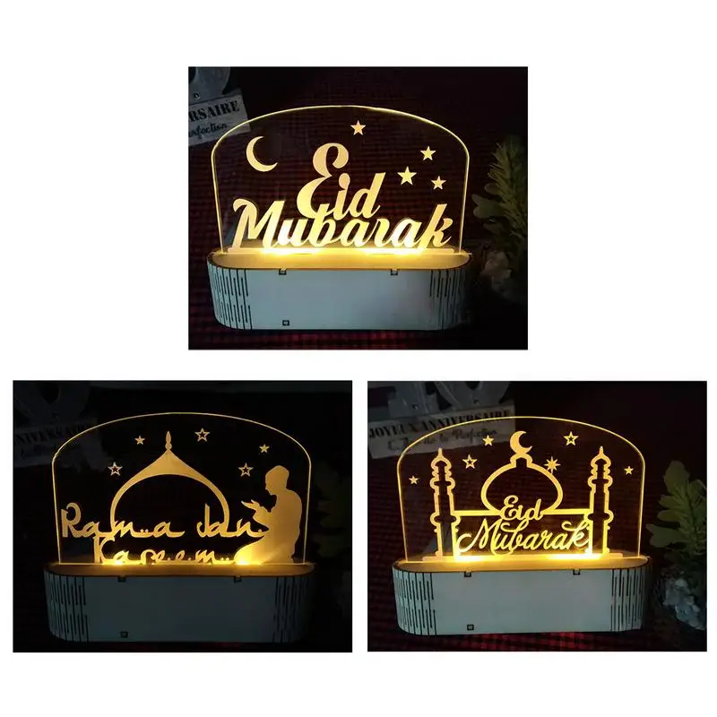3D EID Mubarak светодиодный настольный светильник Eid al-Fitr декоративный Рамадан Kareem ночник Mubarak Настольный свет