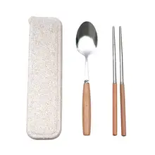 Палочки для еды из нержавеющей стали ложка набор походная посуда двухсекционный костюм Студенческая Подставка под палочки для еды с длинной ручкой посуда