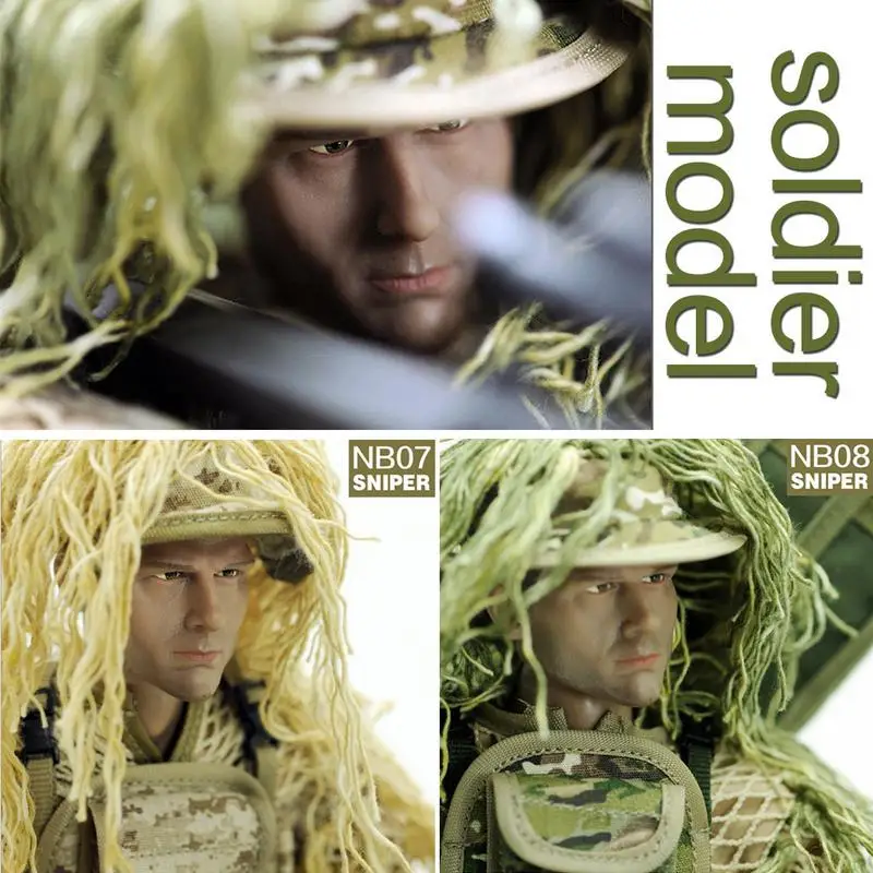

12"Sniper Action Figures 1/6 Soldier Models+Ghillie Suit+Barrett Set Army Man Dolls Military Toys Boys Birthday Gift Collection