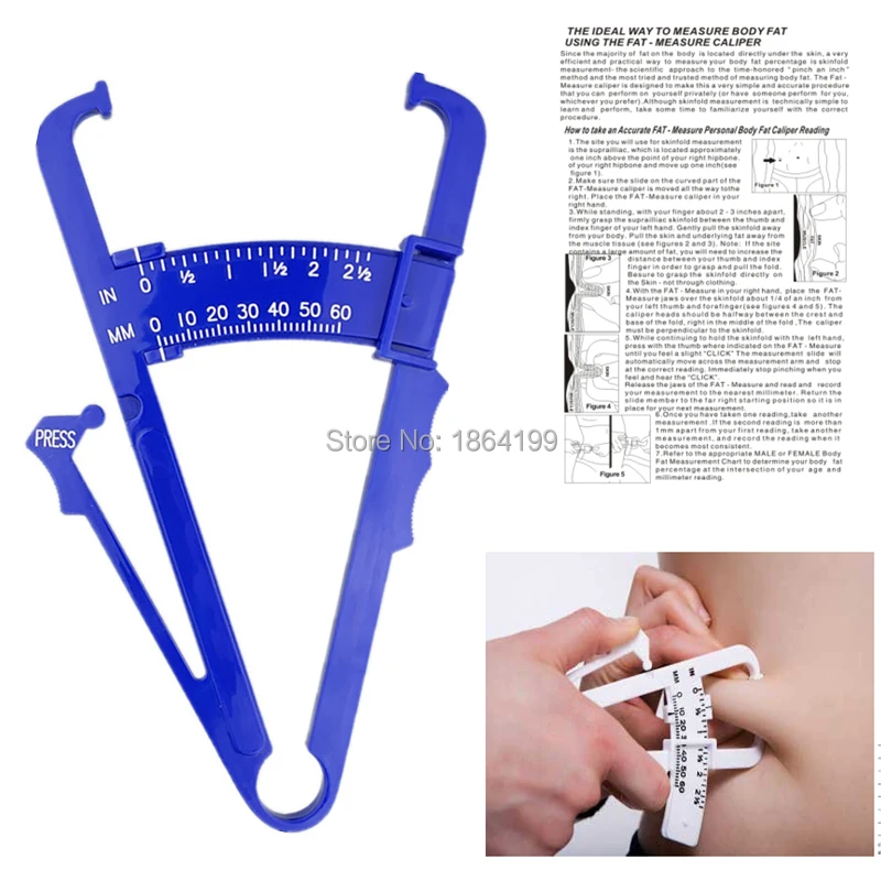 blue accurate Body Fat Loss Tester Calculator Caliper Fitness Clip