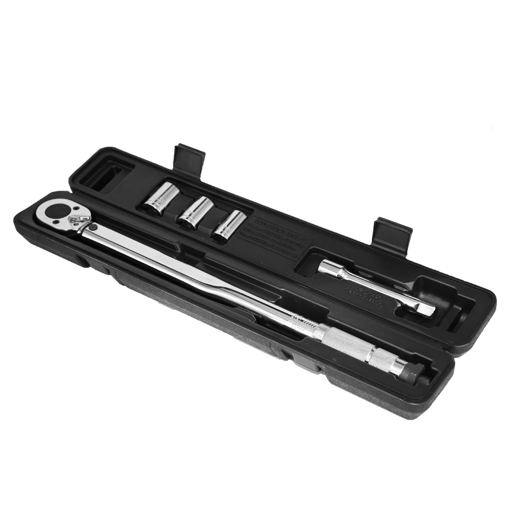 

5pcs 1/2" 28-210Nm Adjustable Tire Torque Wrench Set with Extension Rod and 3 Sockets Auto Repair Tool Spanner Hand Tools Kit
