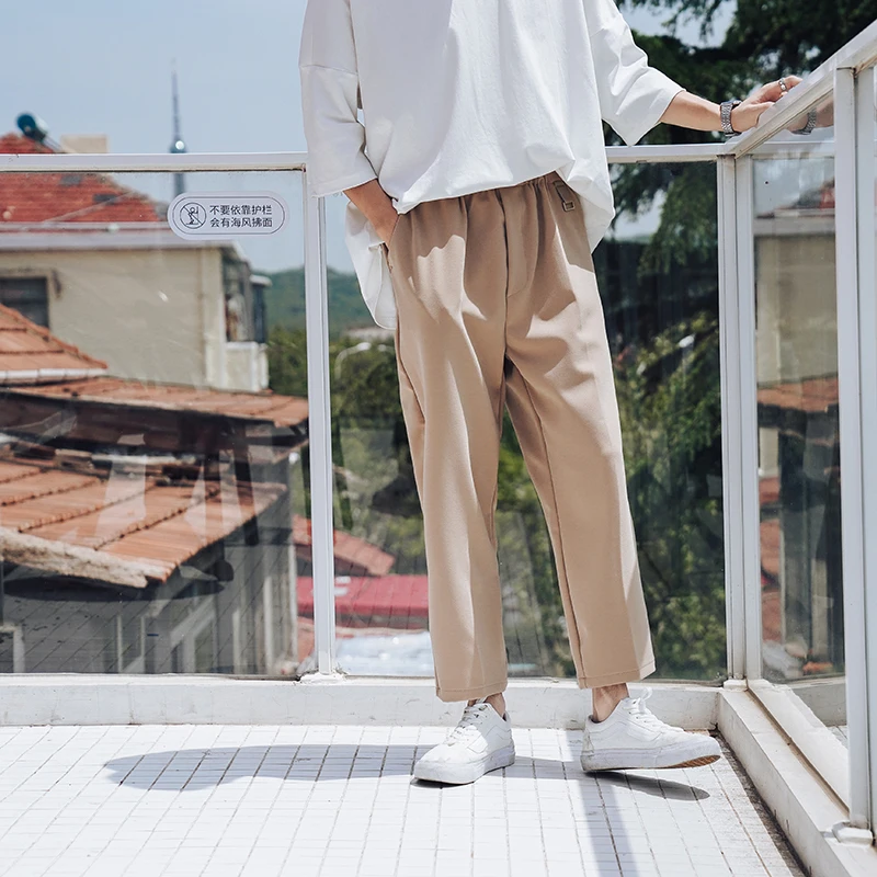 Men's Trousers  Spring New Youth Popular Solid Color Loose Nine Pants Harem Casual Pants Personality Youth Casual Men's Clothing