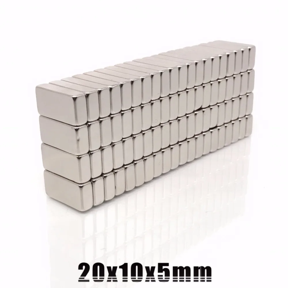 

wholesale 100pcs/lot 20x10x5mm N35 Grade Block Neodymium Super Strong Cuboid Rare Earth Magnets 20*10*5mm