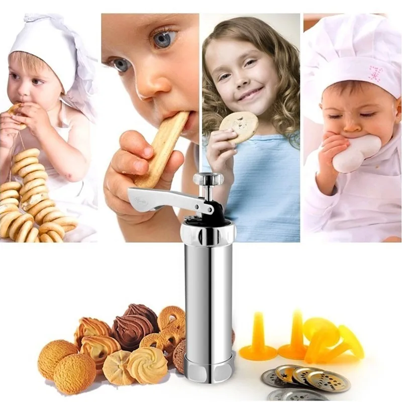 

Stainless Steel Cookie Press Set 20 Discs 4 Icing Tips