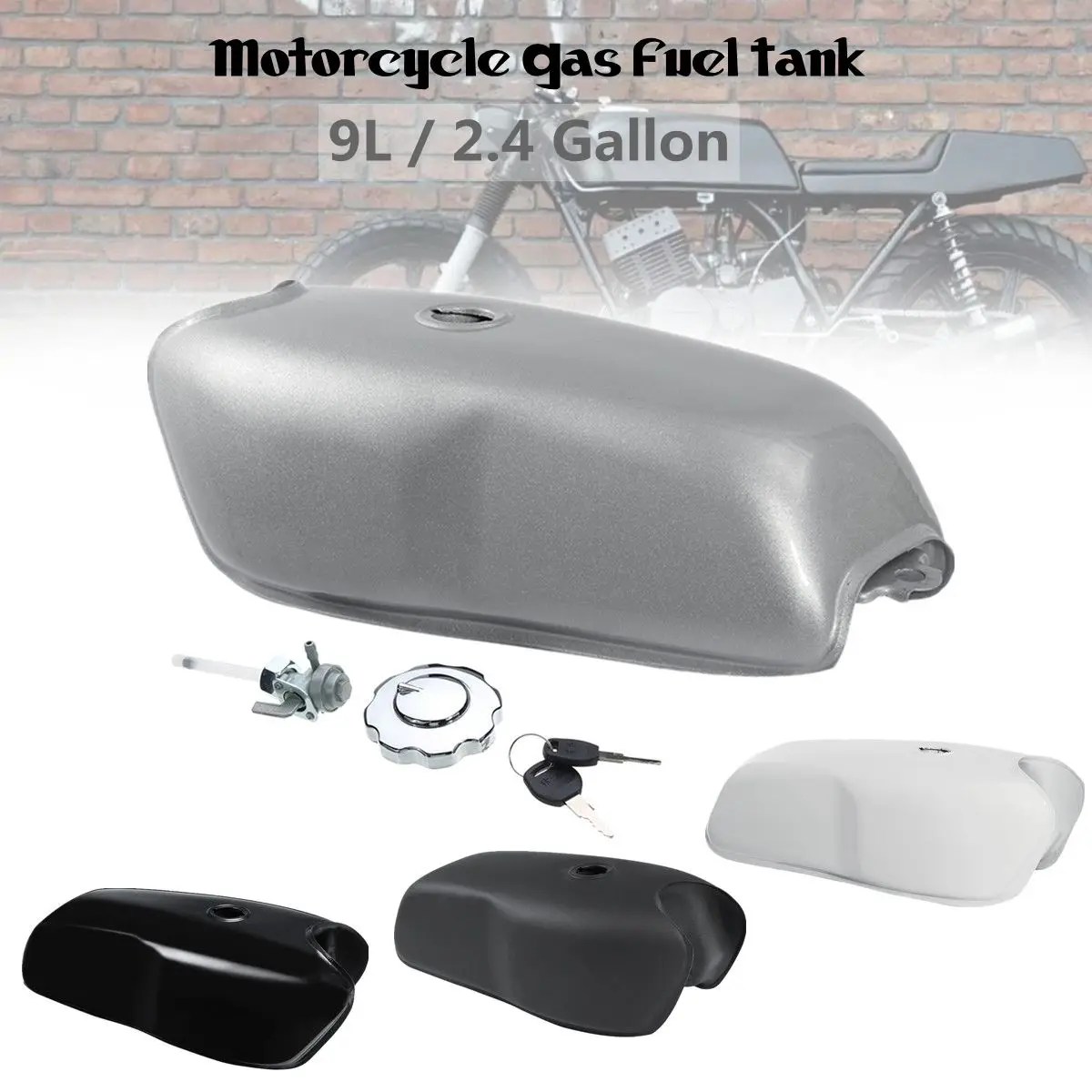 

9L/2.4Gal Universal Motorcycle Fuel Tank with Oil Cap Vintage For Yamaha for Honda for BMW