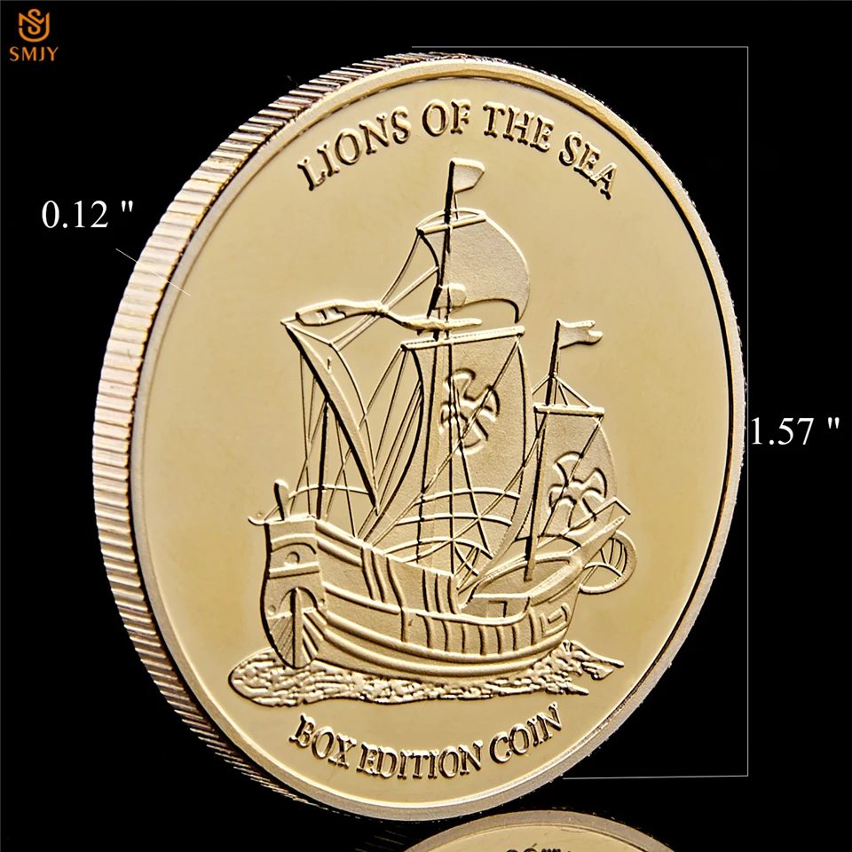 5 шт./лот позолоченная металлическая монета Corsair Lion of The Sea Running Wild Treasure Gold Challenge
