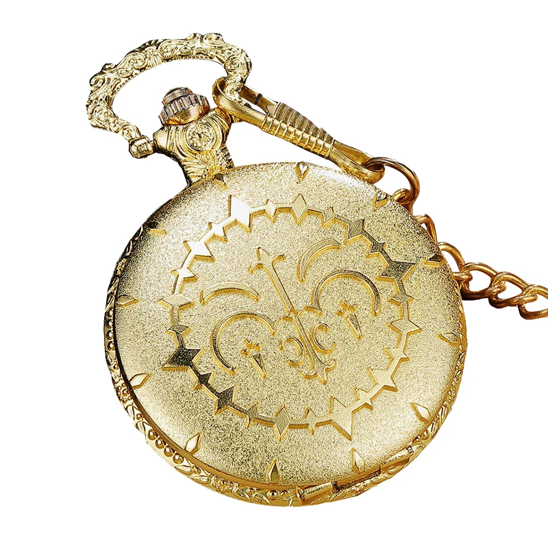 

New quartz pocket watch Innovative design golden queen law bar thick chain quartz pocket watch