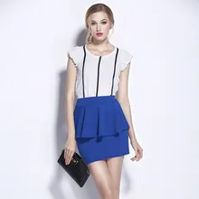 Европейский и американский для женщин юбка Multi цвет OL листьев лотоса тонкий стрейч Высокая талия пакет хип Карандаш Тонкий юбки для