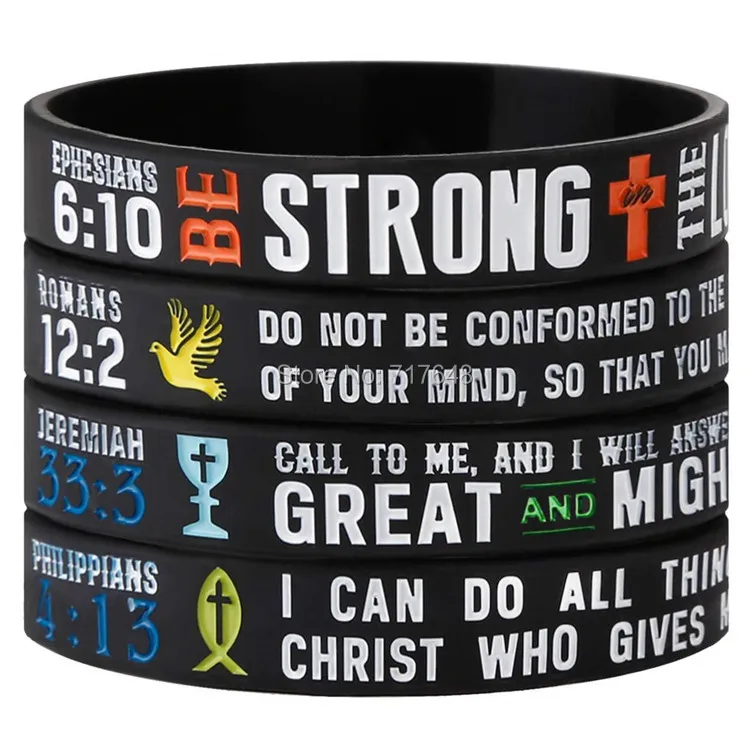 300pcs Power of Faith Christian Bible Verse unisex Wristband Silicone
