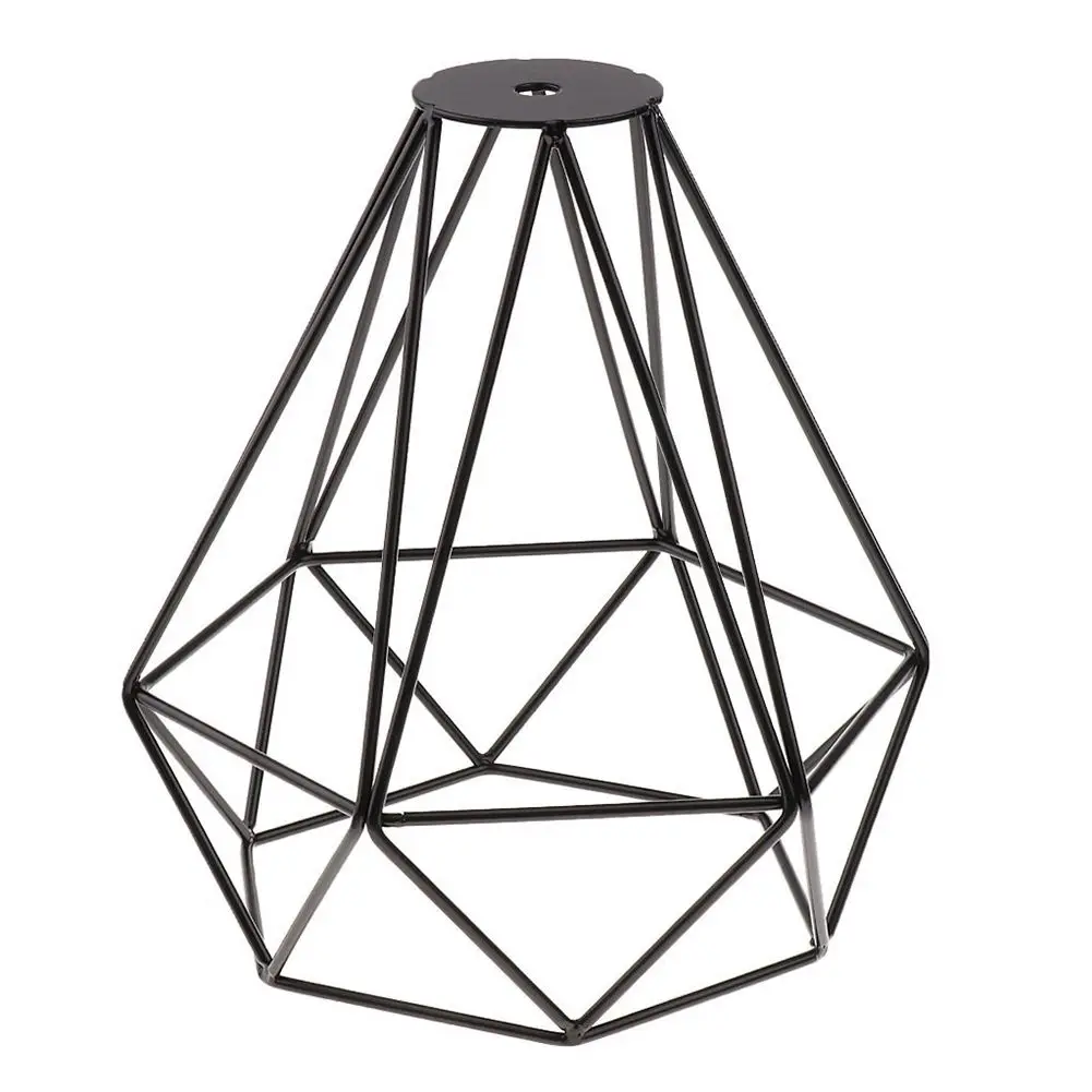 

WSFS Hot Vintage Metal Diamond Shape Pendant Ceiling Light Lamp Kaefig Lampshade Decor - Black