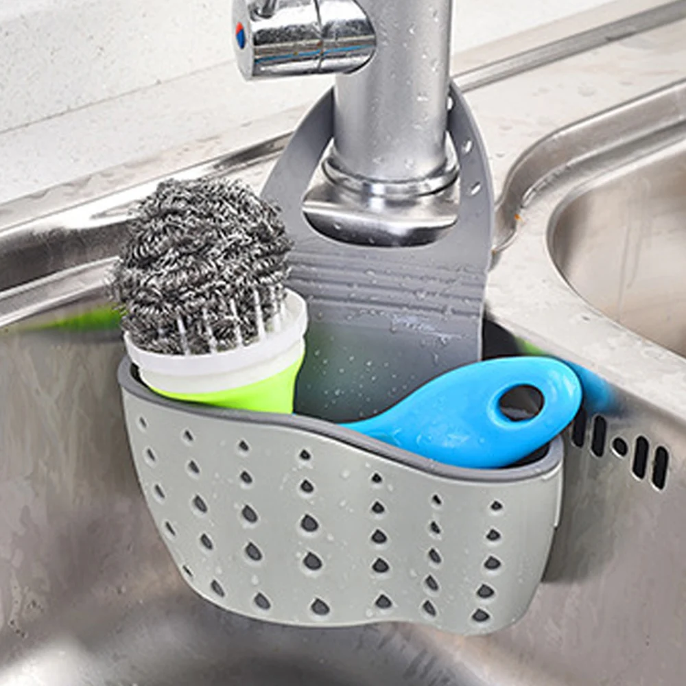 

Useful Hanging Sink Shelf Soap Sponge Drain Rack Tool Storage Basket for Bathroom Kitchen 2 Colors