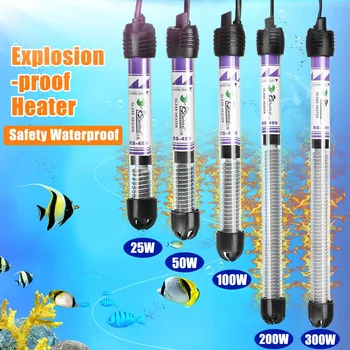 

25/50/100/200/300W Fish Aquarium Submersible Water Explosion-proof Quartz Glass Heater Winter Pet Fish Tank Heater Heating Bar