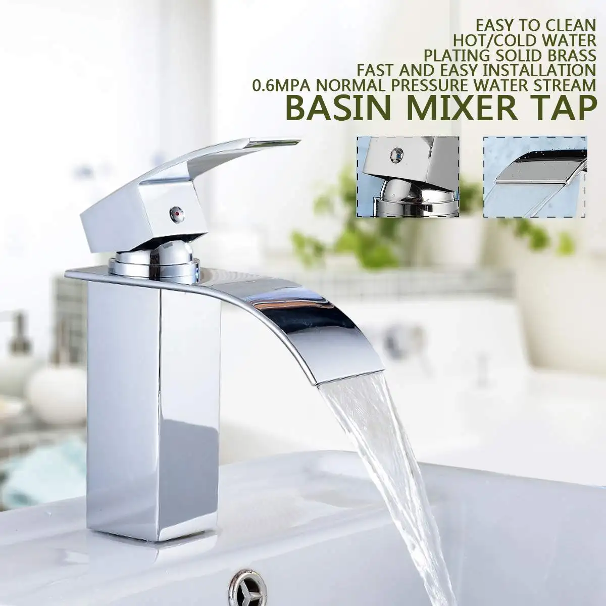 Xueqin Bathroom Waterfall Basin Sink Faucet Chrome Polish Single Handle Single Hole Mixer Tap Deck Mounted Cold And Hot Water