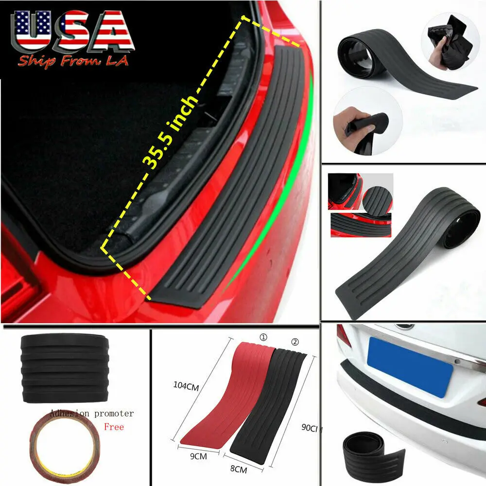 

Universal Car Rear Bumper Sill Protector Plate Rubber Cover Guard Pad Moulding Trim BLACKS