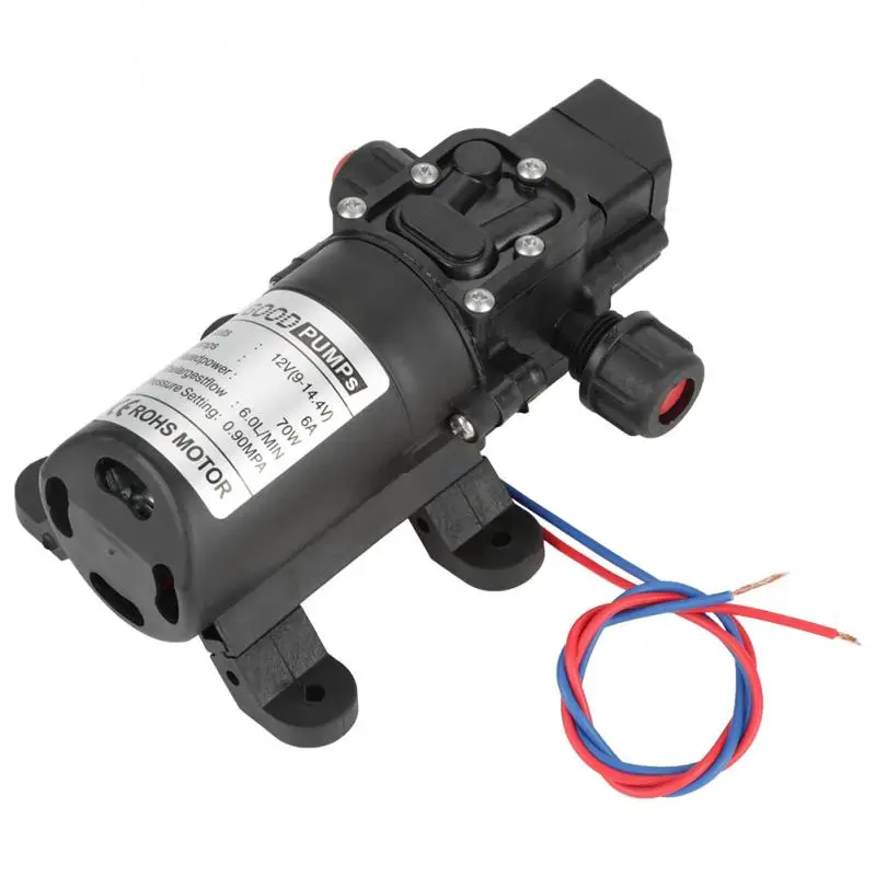 DC 12V 70W самовсасывающий насос 0.9Mpa 6LMin воды высокого давления мембранные насосы