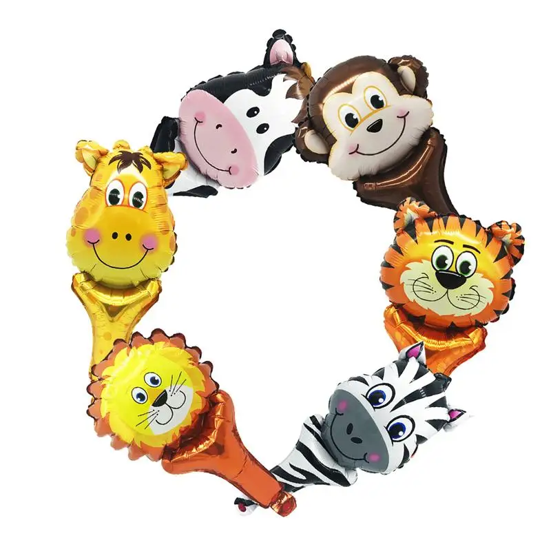 

6Pcs Decorative Aluminum Film Balloons Cartoon Animals Handheld Balloons For Wedding Kids Birthday Party Room Layout