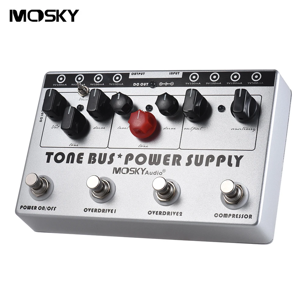 

MOSKY TONE BUS + POWER SUPPLY Guitar Pedal Compressor Tube Overdrive Ultimate Overdrive 3 Effects 8 Isolated DC 9V Power Supply