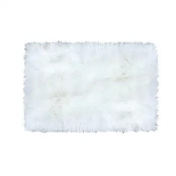 

Hot Sale Super Soft Faux Fur Sheepskin Area Rug Shaggy Silky Plush Carpet White Faux Fur Rug for Bedroom Bedside Rugs Floor, 2