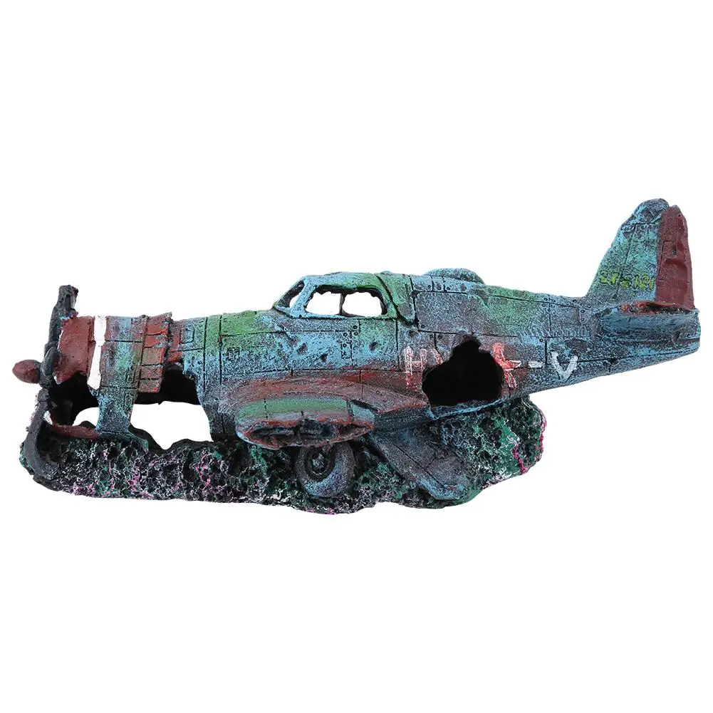 

Fish Aquarium Decoration Artificial Damaged Plane Aquarium Fish Ornament Landscape Decor Pets Supplies