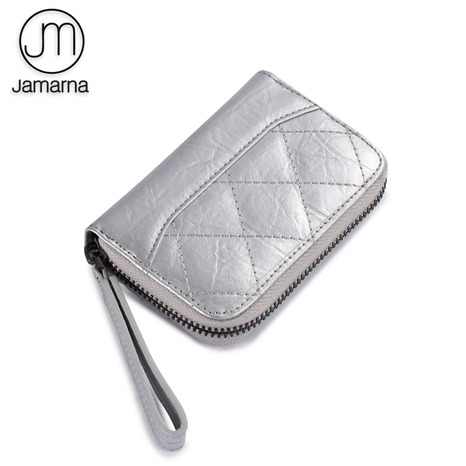 

Jamarna Card Holder Genuine Leahter Cowhide Credit Card Holder Zipper Slim Wallet Fashion Design Coin Case High Quality