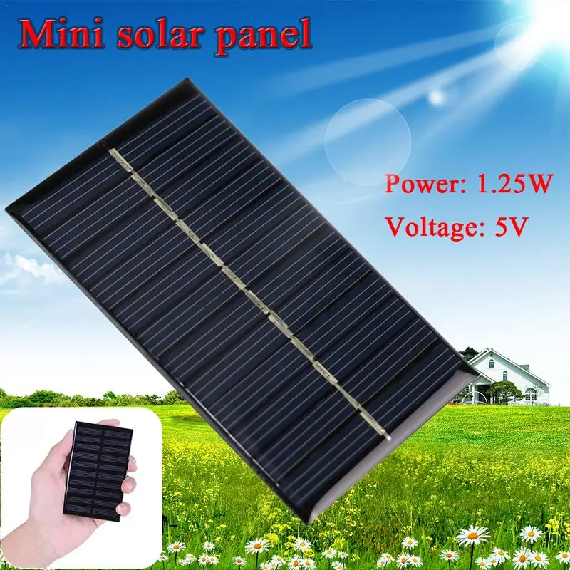 

110 * 69mm Mini 5V 1.25W Solar Panels DIY Portable For Cell Phone Toy Charge Chargers Portable Solar Cell 1.25W High Quality