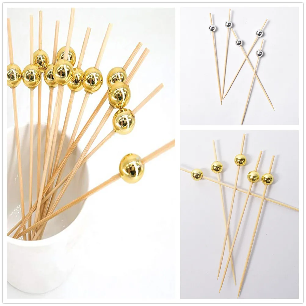 

100 Pcs Disposable Cocktail Picks Round Toothpicks Party Supplies Appetizer Picks For Fruit Food Cakes 12 Cm