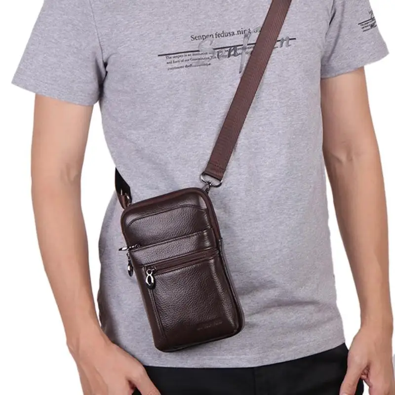 Сумки на плечо из натуральной кожи для мужчин, дорожная маленькая сумка-мессенджер, поясная сумка, Модная Портативная сумка через плечо на
