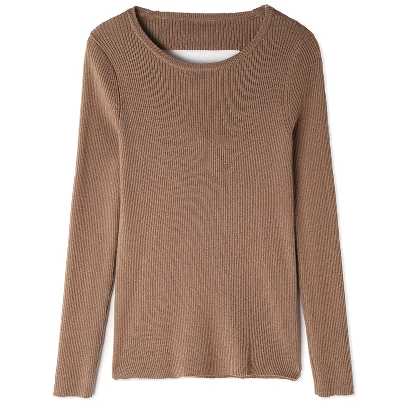 Solid bottoming knitting shirt woman pullover autumn and winter slim thin sweater wool blends sexy backless sweater 18200
