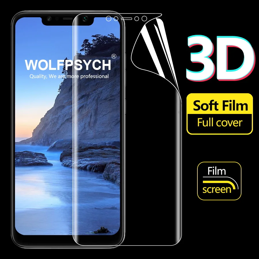 WOLFPSYCH Soft Full Cover Screen Protector For Xiaomi Mi Pocophone F1 Hydrogel Film Poco Phone | Мобильные телефоны и