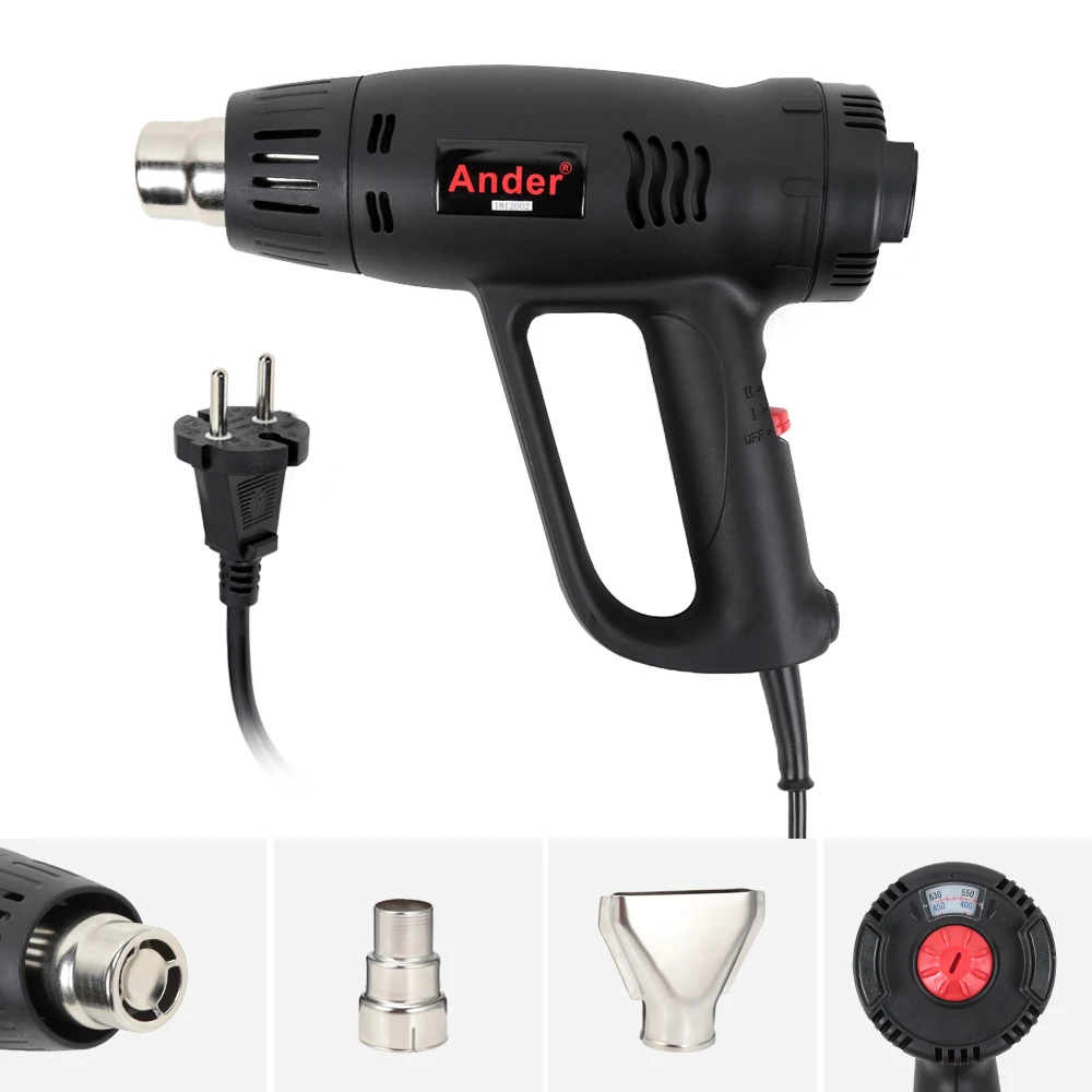 

2000W 220V EU Industrial Electric Hot Air Gun Thermoregulator Heat Guns LCD Display Shrink Wrapping Thermal Power Tool