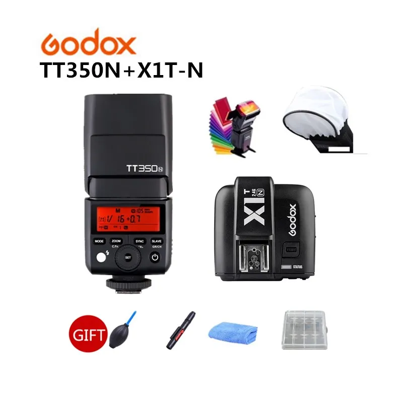 

Godox TT350 TT350N MINI Flash Speedlite TTL 2.4G HSS GN36 1/8000s + X1T-N Trigger for Nikon DSLR + 6 Gift Kits