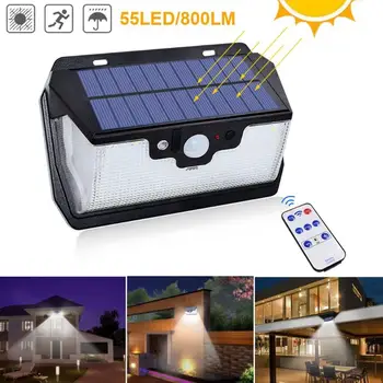 

1000lm Waterproof Solar Light 55 LED Outdoor Security Lamp Remote Control Lamp Lights For Outdoor Garden Wall Street solar light