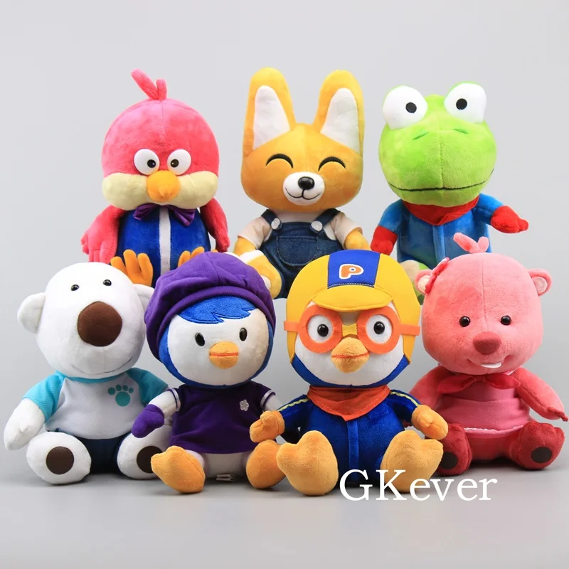 

Korea Pororo Plush Toy Doll Sitting Style Poby Eddy Pororo Xmas Gift Penguin Bear Fox Beaver Plush Dolls Toys for Children 9''