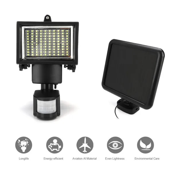 

CLAITE 100 LED Solar Light with Motion Sensor and Solar Panel Outdoor LED Floodlight Security Lamp for Garden/Garage/Pathway