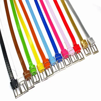 

1pc Fashion Women Candy Color Thin Pu Leather Waist Buckle Belt Ladies Solid Color Waistband Cloth Accessories