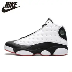 Nike Air Jordan 13 Aj13 оригинальный Для мужчин Баскетбол обувь черный и белый панда движения гравировкой удобные кроссовки #414571-104