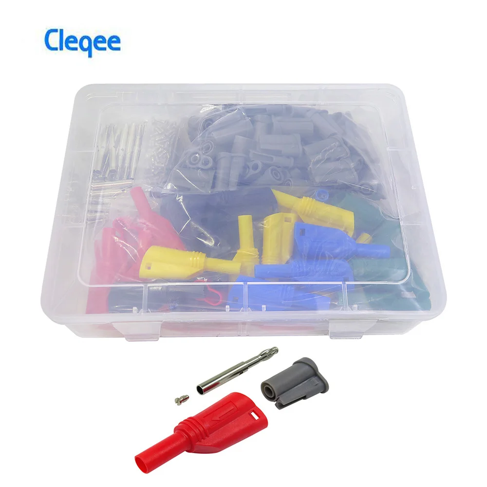 

Cleqee 70pcs P3005B 5 colors 4mm Banana Plug Sets Stacking Safety Banana Plug Welding/Assembly Multimeter Connector Welding-free