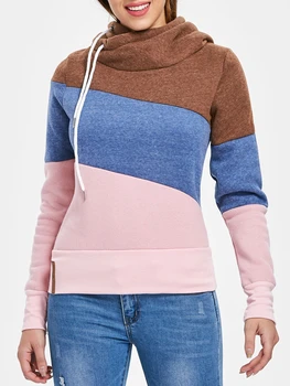 

Casual Color Block Long Sleeves Hoodie For Women
